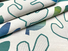 Load image into Gallery viewer, Brentano Still Life Ferns Sunbrella Outdoor Teal Green Blue Beige Botanical Upholstery Drapery Fabric