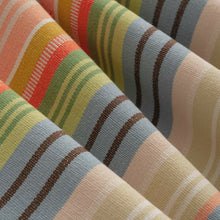 Load image into Gallery viewer, Coral Orange Turquoise Blue Beige Green Brown Nautical Stripe Cotton Drapery Upholstery Fabric FB