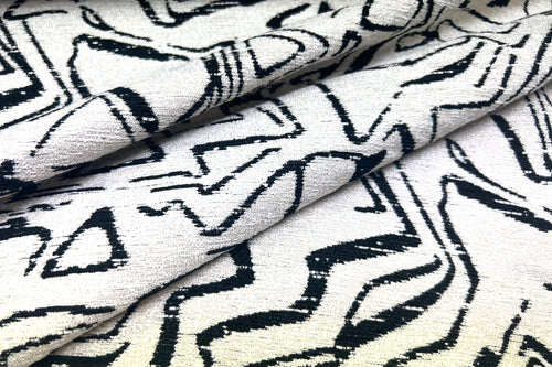 Kravet Design 34955-8 Water & Stain Resistant Ivory Black Abstract Chenille Upholstery Fabric