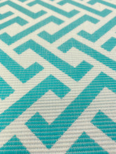 Load image into Gallery viewer, Designer Water &amp; Stain Resistant Turquoise Blue Geometric Indoor Outdoor Upholstery Fabric WHS 3487