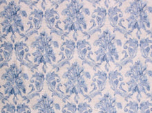 Load image into Gallery viewer, Chartwell Damask French Blue Cream Velvet Upholstery Drapery Fabric / Harbour