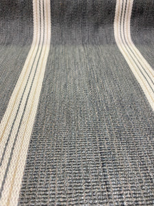 Designer Grey Beige Woven Nautical Stripe Upholstery Fabric STA 3246