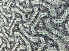 Load image into Gallery viewer, Stout Fabrics Horace Granite Aqua Blue Grey Geometric Fret Upholstery Fabric WHS 4228