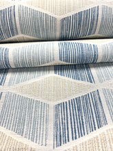 Load image into Gallery viewer, Kravet Canard River Teal Blue Beige Grey Abstract Geometric Water &amp; Stain Resistant Upholstery Fabric WHS 3345