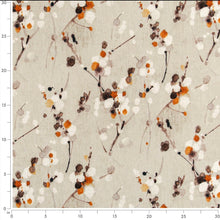 Load image into Gallery viewer, Stain Resistant Orange Cream Black Floral Upholstery Drapery Fabric CF