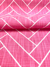 Load image into Gallery viewer, 58" Wide Hot Pink White Geometric Trellis Linen Drapery Upholstery Fabric STA 3308