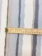Load image into Gallery viewer, Montauk Stripe Water &amp; Stain Resistant Silver Grey Taupe Stripe Indoor Outdoor Upholstery Fabric WHS 4008