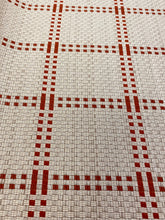 Load image into Gallery viewer, 1.8 Yard Designer Water &amp; Stain Resistant Beige Rusty Red Woven Check Upholstery Fabric WHS 3227