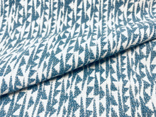 Load image into Gallery viewer, Water &amp; Stain Resistant Small Scale French Blue Off White MCM Abstract Geometric Upholstery Fabric