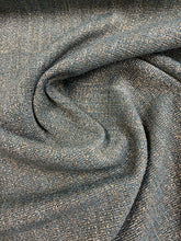 Load image into Gallery viewer, Designer Teal Charcoal Grey Tweed MCM Mid Century Modern Upholstery Fabric STA 3524