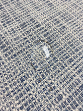 Load image into Gallery viewer, Designer Water &amp; Stain Resistant MCM Mid Century Modern Navy Blue Off White Tweed Upholstery Fabric WHS