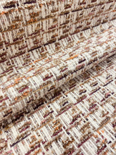 Load image into Gallery viewer, Designer Cream Brown Orange Pink Maroon Tweed Water &amp; Stain Resistant Upholstery Fabric WHS 3575