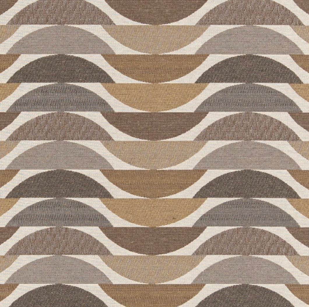 Heavy Duty Art Deco Geometric Abstract Taupe Mustard Grey Upholstery Fabric CF