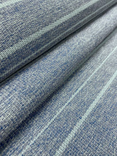 Load image into Gallery viewer, Water &amp; Stain Resistant Denim Blue Aqua Nautical Stripe Upholstery Fabric WHS 3825