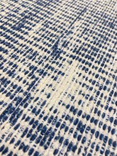 Load image into Gallery viewer, 1.5 Yard Designer Navy Blue Cream Tweed Chenille Upholstery Fabric WHS 3794