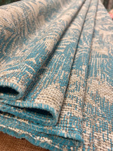 Load image into Gallery viewer, Designer Woven Turquoise Taupe Grey Botanical Tropical Upholstery Fabric WHS 3059