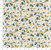 Load image into Gallery viewer, Stain Resistant Teal Green Cream Mustard Floral Upholstery Drapery Fabric CF