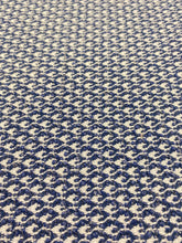 Load image into Gallery viewer, Designer Navy Blue Cream Small Scale Geometric MCM Mid Century Modern Water &amp; Stain Resistant Upholstery Fabric WHS 3595