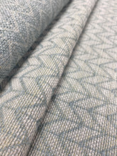 Load image into Gallery viewer, Designer Reversible Linen Blend Aqua Blue Chevron Stripe Upholstery Fabric WHS 3840
