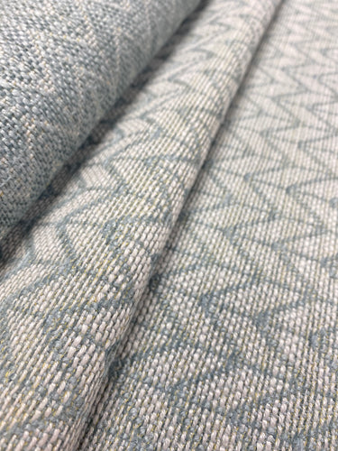 Designer Reversible Linen Blend Aqua Blue Chevron Stripe Upholstery Fabric WHS 3840