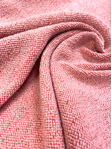 2.5 Yard Designer Orange Pink Wool Boucle MCM Mid Century Modern Water & Stain Resistant Upholstery Fabric WHS 3561