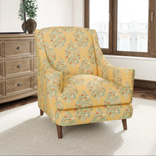 Load image into Gallery viewer, Stain Resistant Floral Mustard Yellow Red Teal Green Pomegranate Drapery Upholstery Fabric CF