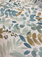 Load image into Gallery viewer, 1.6 Yard Teal Beige Olive Floral Botanical Water &amp; Stain Resistant Upholstery Fabric WHS 3758