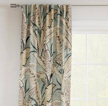 Load image into Gallery viewer, Stain Resistant Seafoam Beige Taupe Black Floral Upholstery Drapery Fabric CF