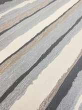 Load image into Gallery viewer, Montauk Stripe Water &amp; Stain Resistant Silver Grey Taupe Stripe Indoor Outdoor Upholstery Fabric WHS 4008