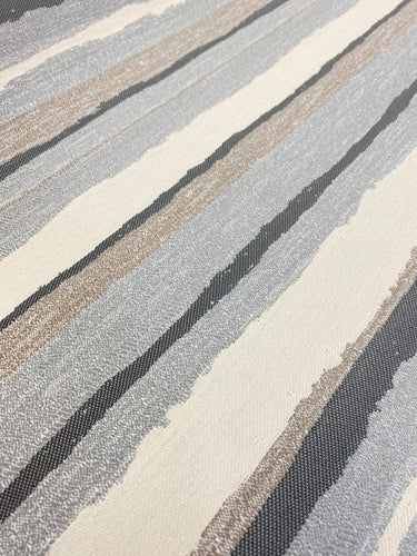 Montauk Stripe Water & Stain Resistant Silver Grey Taupe Stripe Indoor Outdoor Upholstery Fabric WHS 4008