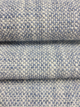 Load image into Gallery viewer, Designer Heavy Duty Indoor Outdoor MCM Mid Century Modern Navy Denim Blue Cream Tweed Water &amp; Stain Resistant Upholstery Fabric WHS