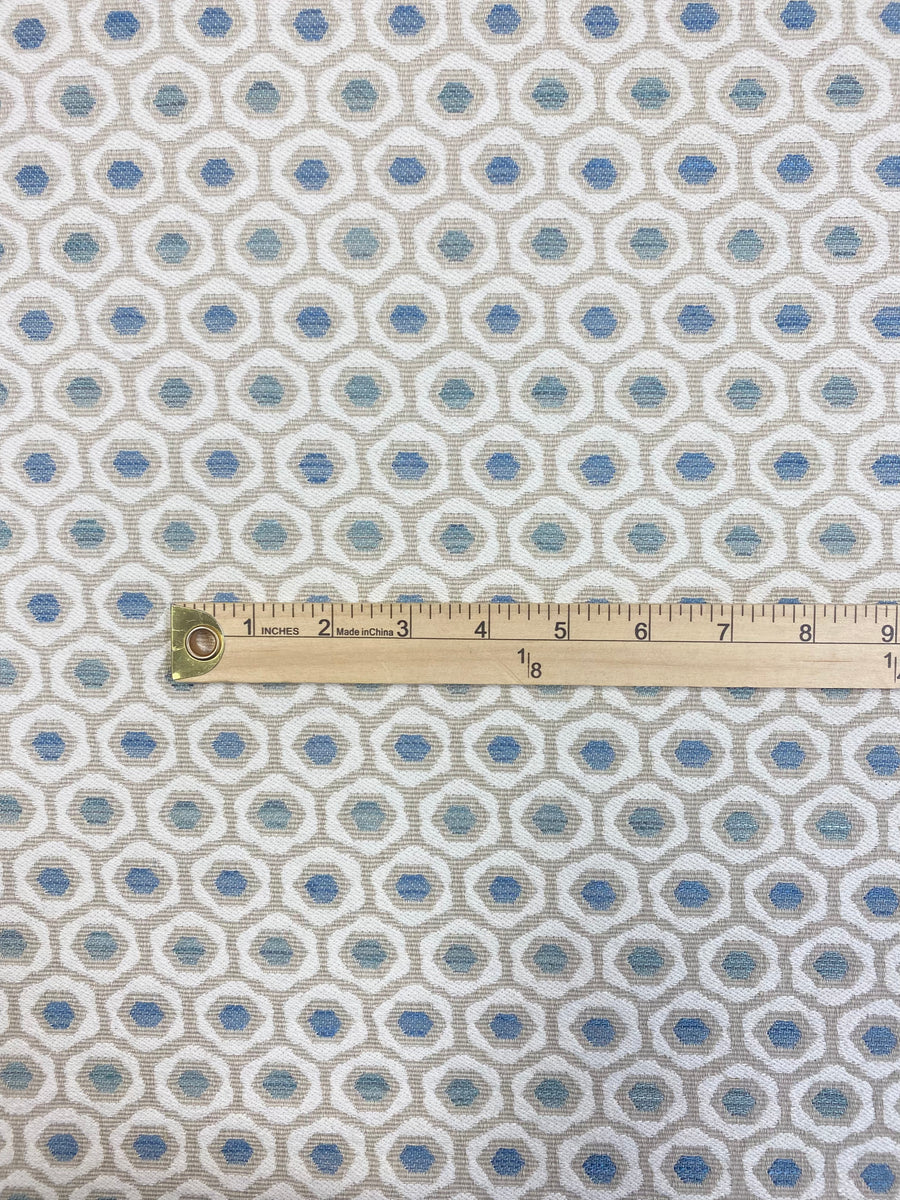 Taupe Green Cream Blue Honeycomb Uph Fabric | Fabric Bistro | Columbia | SC