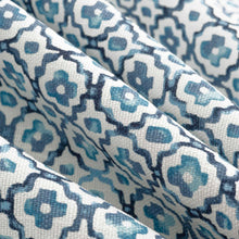 Load image into Gallery viewer, Cotton Navy Blue Teal Geometric Batik Upholstery Drapery Fabric FB