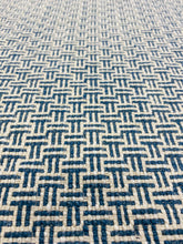 Load image into Gallery viewer, Sahco Reed Blue Clair French Blue Linen Cotton Geometric Upholstery Fabric WHS 3125