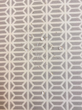 Load image into Gallery viewer, Water &amp; Stain Resistant Indoor Outdoor Trellis Geometric Grey Cream Upholstery Fabric STA 3802