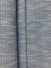 Load image into Gallery viewer, Designer Geometric Navy Blue White Water &amp; Stain Resistant Fret Upholstery Fabric WHS 4058