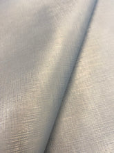 Load image into Gallery viewer, Designer Blue Linen Faux Leather MCM Mid Century Modern Pearlescent Upholstery Vinyl WHS 3859