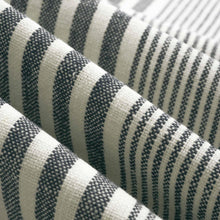 Load image into Gallery viewer, Linen Cotton Indigo Navy Blue Nautical Stripe Upholstery Fabric FB