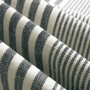 Linen Cotton Indigo Navy Blue Nautical Stripe Upholstery Fabric FB