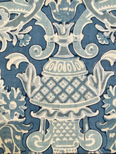 Load image into Gallery viewer, Kravet French Aqua Navy Blue Lorton Linen Damask Water &amp; Stain Resistant Upholstery Drapery Fabric STA 3037