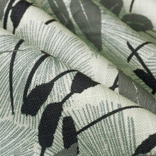 Load image into Gallery viewer, Cotton Linen Stain Resistant Cream Grey Black Aqua Blue Botanical Upholstery Drapery Fabric FB