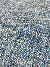 Load image into Gallery viewer, Designer Navy Blue White MCM Mid Century Modern Linen Viscose Tweed Water &amp; Stain Resistant Upholstery Fabric WHS 4054