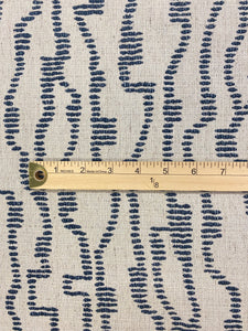 Lee Industries Quinton Denim Water & Stain Resistant Abstract Blue Beige Cotton Flax Blend Upholstery Fabric WHS 3498