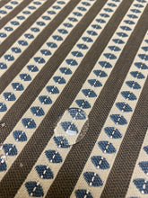 Load image into Gallery viewer, Designer Navy Blue Beige Brown Stripe Water &amp; Stain Resistant Upholstery Fabric WHS 3604