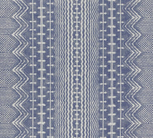 Load image into Gallery viewer, Fermoie Abbey Stripe 008 Cotton Linen Cream Blue Geometric Upholstery Fabric WHS 3401
