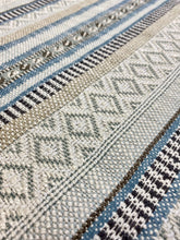 Load image into Gallery viewer, Designer Blue Grey Brown Beige Cream Woven Stripe Upholstery Fabric WHS 3513