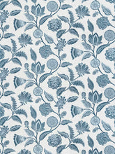 Load image into Gallery viewer, Ivory Teal Aqua Blue Floral Botanical Drapery Fabric FB