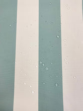 Load image into Gallery viewer, Designer Indoor Outdoor Seafoam Cream Nautical Stripe Upholstery Drapery Fabric WHS 3797
