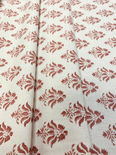 Load image into Gallery viewer, 1.5 Yard of F + P Thornham Fabric Cotton Linen Rusty Brown Ivory Floral Water &amp; Stain Resistant Upholstery Drapery Fabric WHS 3117