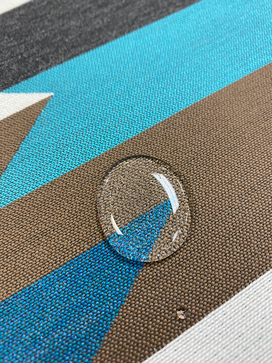 Arc Com Crescendo Caribbean Abstract Geometric Teal Mustard Cream Water & Stain Resistant Upholstery Fabric WHS 3054